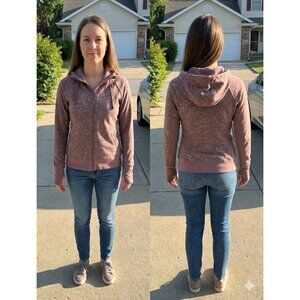 Athleta Triumph Printed Hoodie Jacket XSP Mauve Animal Print Thumbhole Full Zip